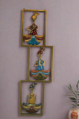 Iron Hand Painted Sardar Rajasthani Men Wall Hanger Set Of 3