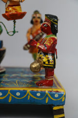 Ksheera Sagar Scene – Hand-Painted Wooden Panel Depicting Samudra Manthan