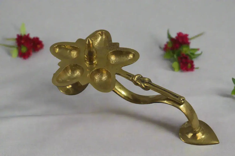 Bronze Floral Harathi Stand – Perfect for Daily Rituals & Festive Poojas pooja accessories