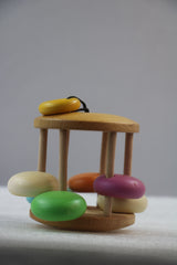 Cylindrical Rattle with Wooden Bars non-Toxic colors