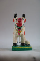 Handcrafted Cow with Baby – Wooden Painted Indian Sacred Animal Idol