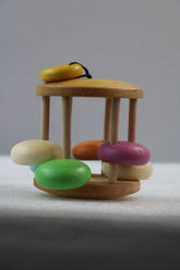 Cylindrical Rattle with Wooden Bars non-Toxic colors Wooden Lacquerware&toys