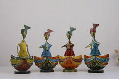 Iron Hand Painted Sardar Musicians Set Of 4