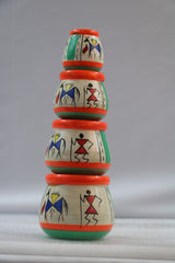 Channapatna Craft Pot Set – Handmade & Hand-Painted Wooden Decor Items