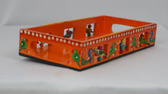 Artisan Hand-Painted Tray – Wooden Decorative Tray for Tea & Snacks