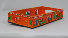 Artisan Hand-Painted Tray – Wooden Decorative Tray for Tea & Snacks Wooden Lacquerware