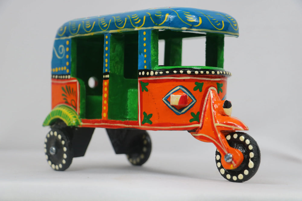 Wooden Auto Rickshaw Model – Hand-Painted Ethnic Craft from India Balaji varanasi