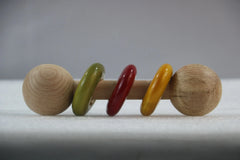 Non-Toxic Baby Rattle – Dumbbell Shape, Multicolor Fun Wooden Lacquerware&toys