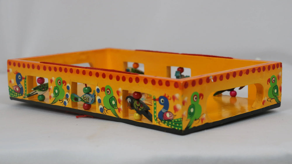 Artisan Hand-Painted Tray – Wooden Decorative Tray for Tea & Snacks Wooden Lacquerware