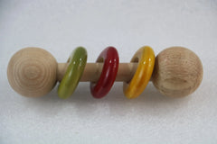 Non-Toxic Baby Rattle – Dumbbell Shape, Multicolor Fun Wooden Lacquerware&toys