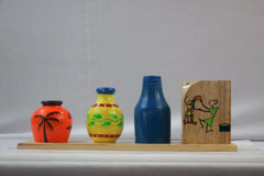 Channapatna Wooden Pot Set with Pen Stand – Handcrafted Desk & Home Decor Wooden Lacquerware&toys