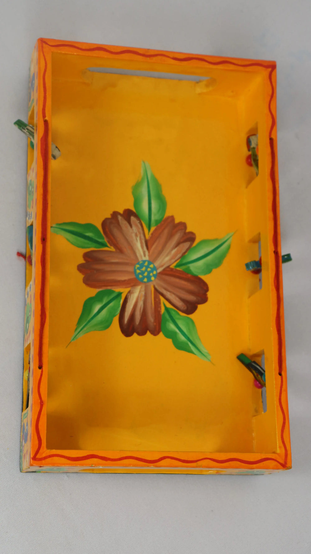 Artisan Hand-Painted Tray – Wooden Decorative Tray for Tea & Snacks Wooden Lacquerware