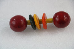 Non-Toxic Baby Rattle – Dumbbell Shape, Multicolor Fun Wooden Lacquerware&toys