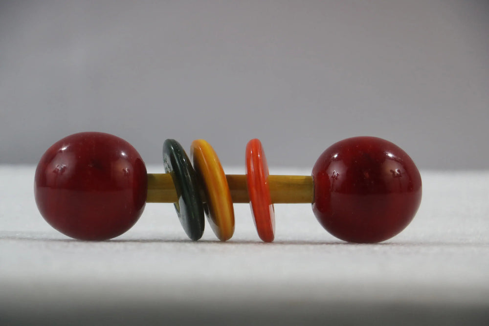 Non-Toxic Baby Rattle – Dumbbell Shape, Multicolor Fun Wooden Lacquerware&toys