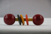 Non-Toxic Baby Rattle – Dumbbell Shape, Multicolor Fun Wooden Lacquerware&toys