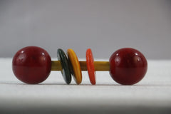 Non-Toxic Baby Rattle – Dumbbell Shape, Multicolor Fun Wooden Lacquerware&toys