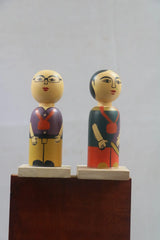 Hand-Painted Imaginative Peg Doll Pair with L Base – Non-Toxic Paint BHARAT HANDICRAFTS