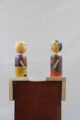 Hand-Painted Imaginative Peg Doll Pair with L Base – Non-Toxic Paint