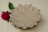 Decorative Sand stone Lotus Urli with Red Stone Detailing Marble Soft Stone