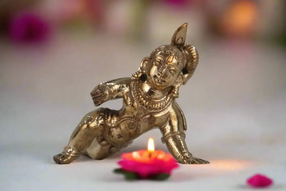 Panchaloha Lord Krishna Idol – Divine Flute Melody Karthick's metal art