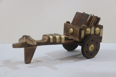 Village Vibe – Wooden Bullock Cart with Artistic Coasters