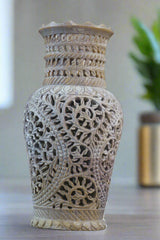 Decorative Flower Vase with Jali Artwork – Artisan Carved Home Accent