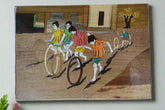 Rosewood Inlay Frame Depicting Joyful Kids at Play Inlay Art