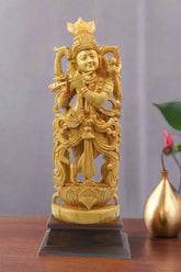 Beautiful Krishna Wood Sculpture – Perfect for Temple or Home