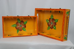 Artisan Hand-Painted Tray – Wooden Decorative Tray for Tea & Snacks