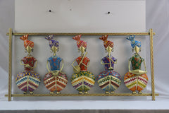 Iron Hand Painted Sardar Musicians "5" Wall Hanger