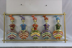 Iron Hand Painted Sardar Musicians "5" Wall Hanger Iron Decorative