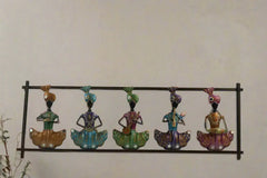 Iron Hand Painted Sardar Musicians "5" Wall Hanger Iron Decorative