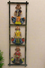 Iron Hand Painted Rajasthani Lady Wall Hanger Set Of 3 Iron Decorative