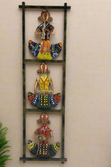 Iron Hand Painted Rajasthani Lady Wall Hanger Set Of 3