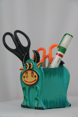 Colorful Cow-Themed Pen Stand – Handcrafted Wooden Desk Accessor