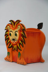 Colorful lion-Themed Pen Stand – Handcrafted Wooden Desk Accessor Balaji varanasi