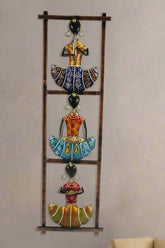 Iron Hand Painted Rajasthani Lady Wall Hanger Set Of 3