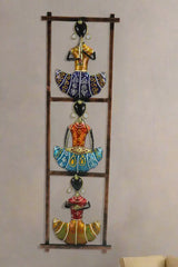Iron Hand Painted Rajasthani Lady Wall Hanger Set Of 3 Iron Decorative