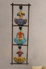 Iron Hand Painted Rajasthani Lady Wall Hanger Set Of 3