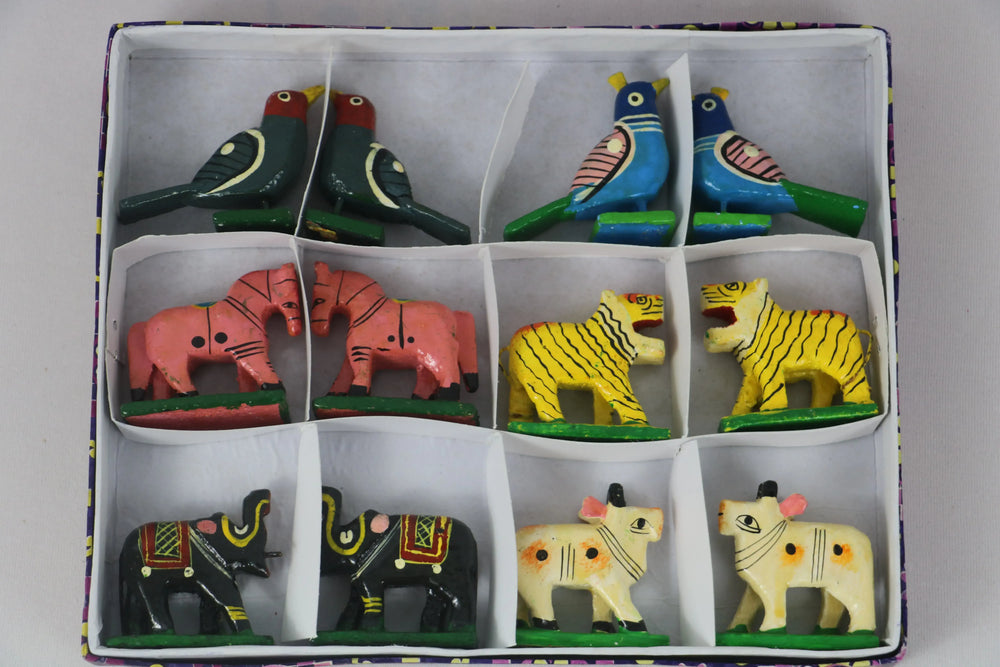 Set of Wooden Hand-Painted Animals – Perfect for Gifting or Decor Balaji varanasi