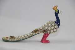 Hand-Painted Metal Peacock with Stone Work | Decorative Art Figurine
