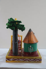 Channapatna Village Life Series – Man and Woman at Well (Wooden Toy Art)