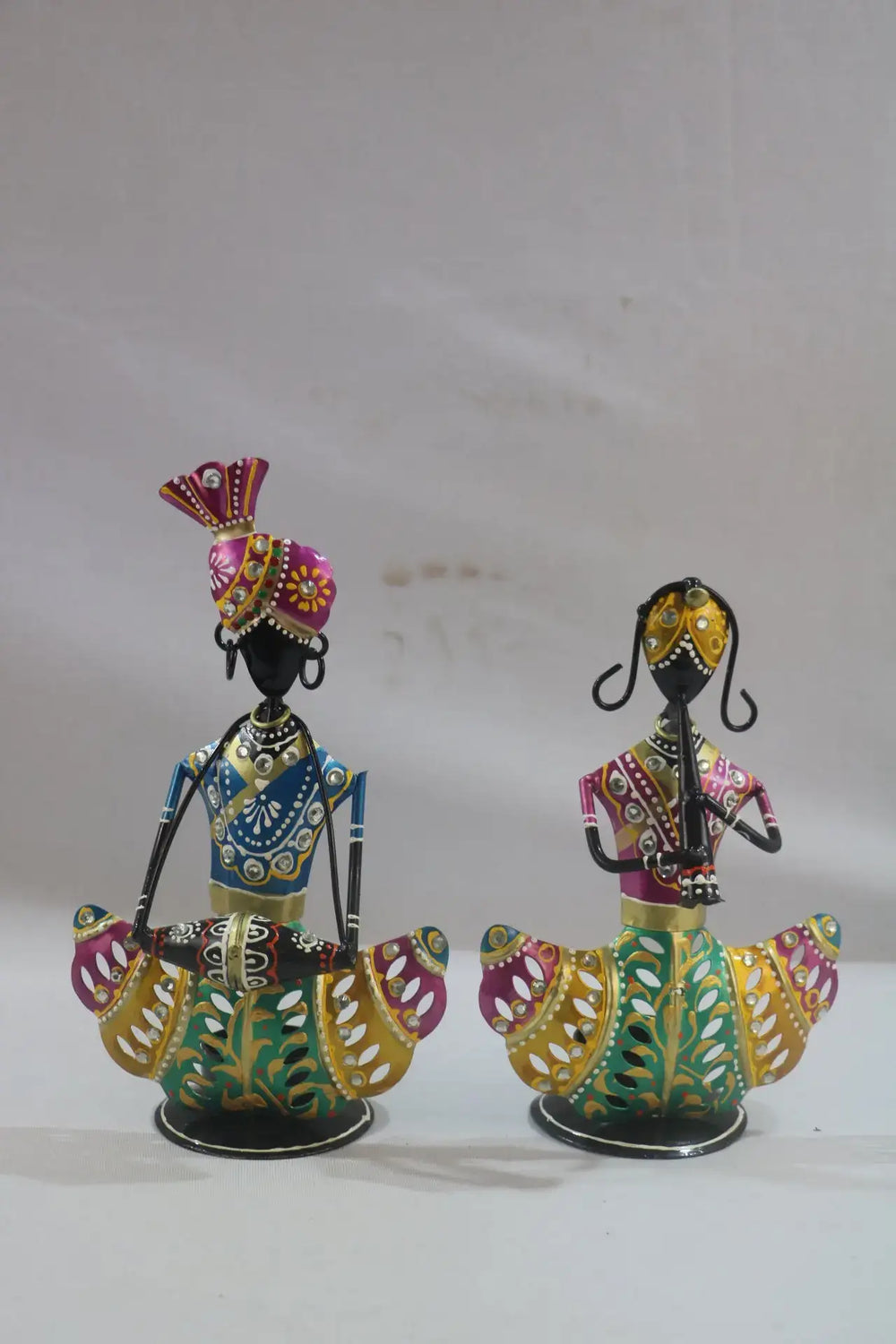 Hand-Painted Iron Musician Candle Holders – Set of 2 Decorative Candelabra iron decorative