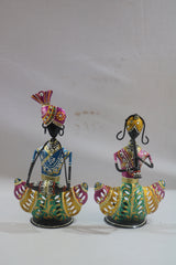 Hand-Painted Iron Musician Candle Holders – Set of 2 Decorative Candelabra
