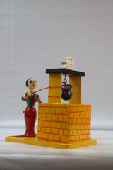 Channapatna Wooden Women at Well Figurine – Traditional Handmade Craft SRI_SURYADAYA_CHENNAPATNAM