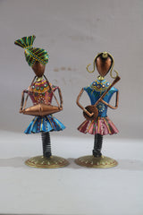 Swinging Tunes - Hand-Painted Iron Musician Pair