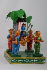Artisan Krishna in Jhula with Gopikas – Authentic Wooden Craft