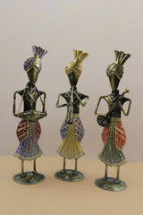 Iron Handpainted Sardar Musician Standing Set of 3 Decorative Showpiece