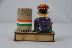Wooden Musician Figurine Pen Holder – Artistic Desk Decor