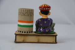 Wooden Musician Figurine Pen Holder – Artistic Desk Decor Balaji varanasi